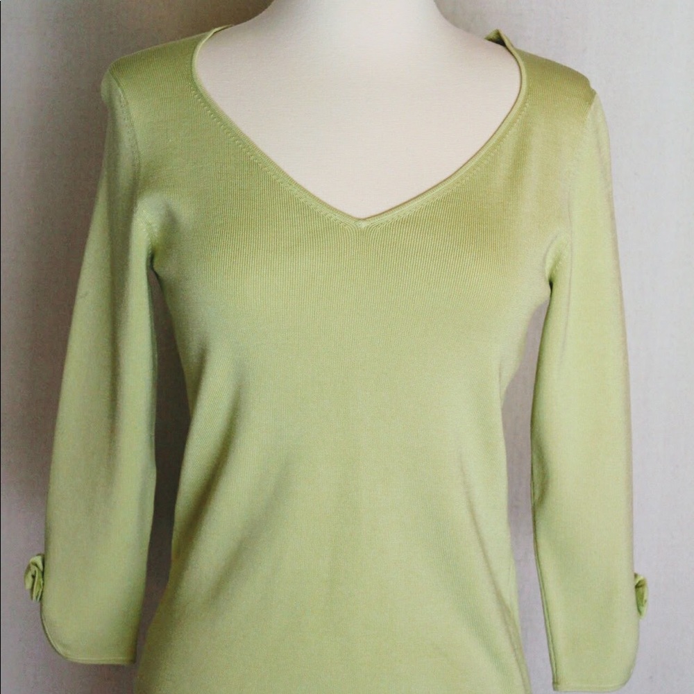 Ann Taylor spring green knit sweater.
